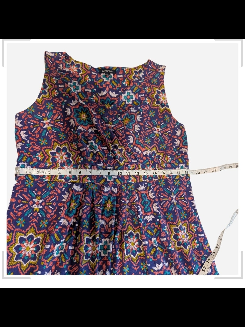 Pre-owned Women Multicolor Floral Mosaic Sleeveless Dress - Picture 4 of 8